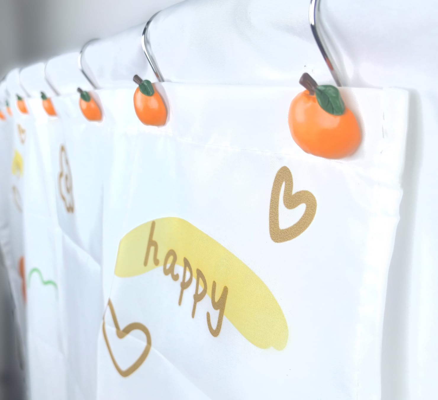 Fruity Flush - Set of 12 Apricot Shower Curtain Hooks Rust-Resistant Kid-Friendly