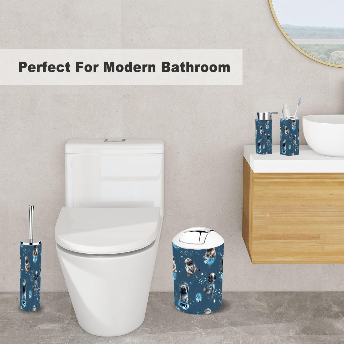 Bathroom Accessory Set for Kids Space Universe Cute Astronauts Accessories
