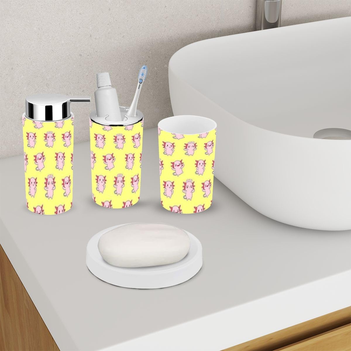 XNGJEMVWXO6-Piece Cute Bathroom Accessory Set with Modern Design