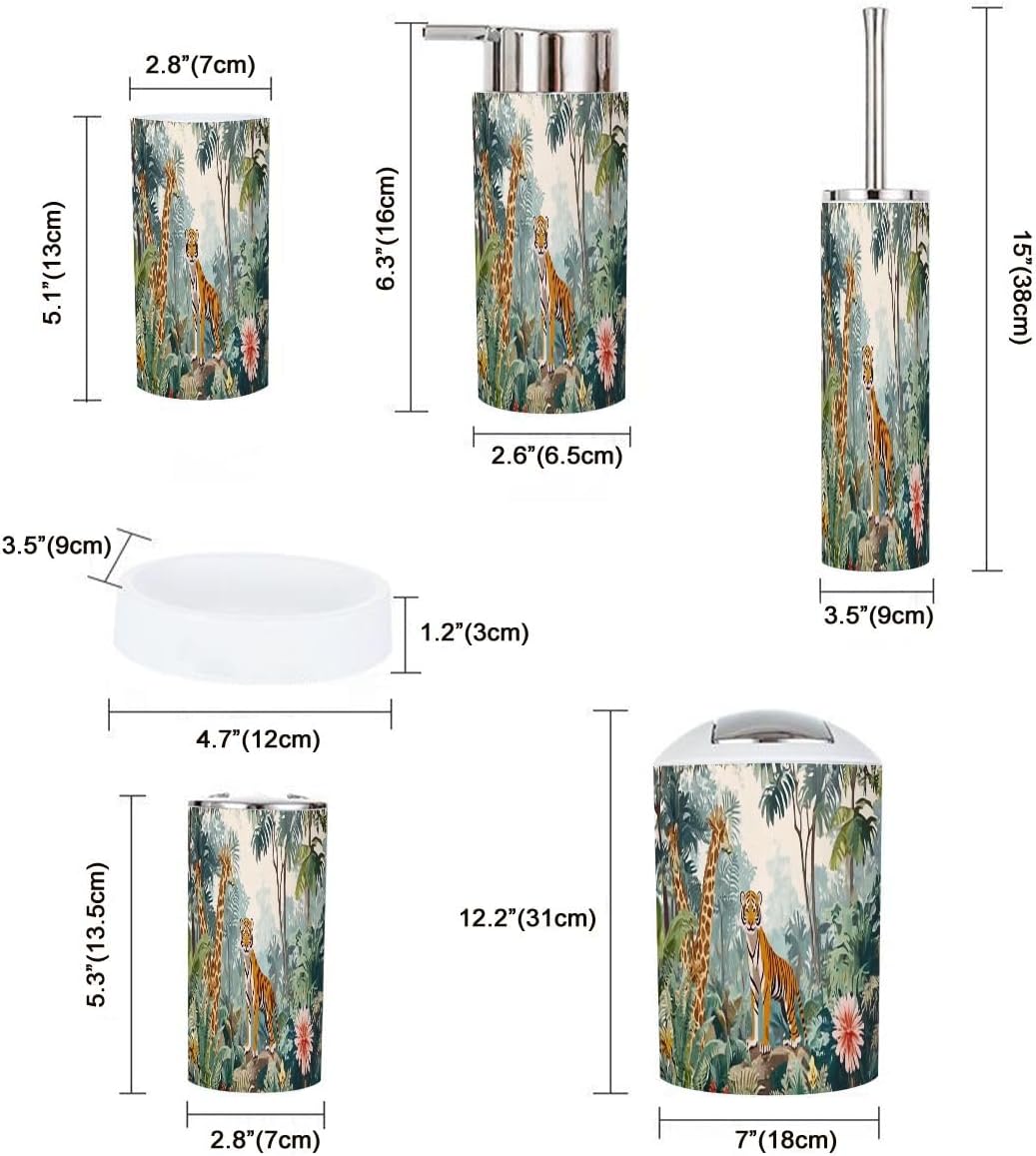 6-Piece Bohemian Jungle Bathroom Accessory Set for Kids and Adults