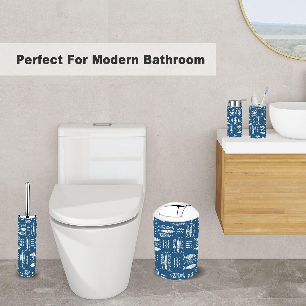 Sturdy 6-Piece Bathroom Organizing Set with CuteDesign