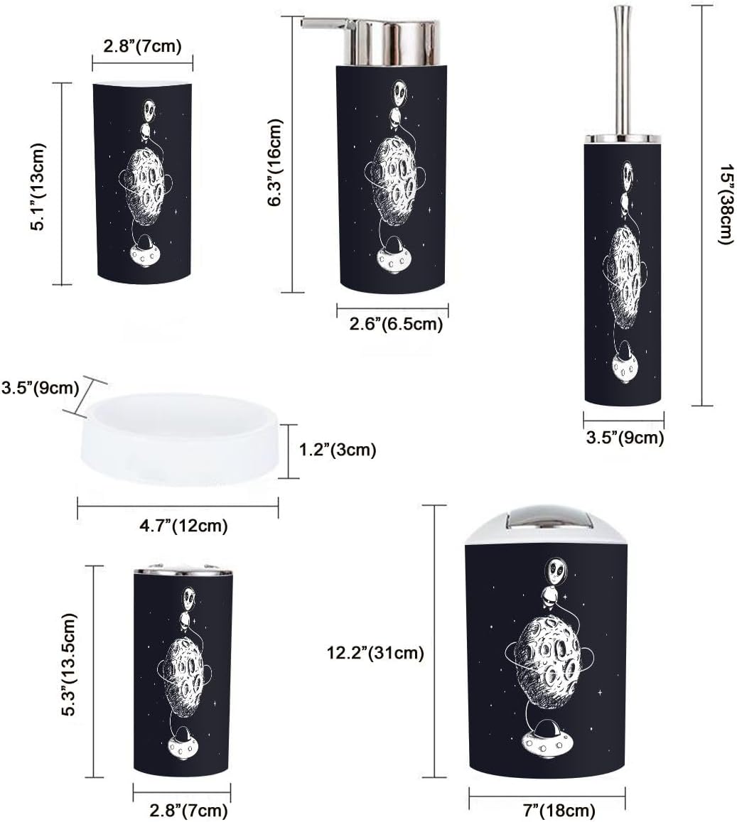 6-Piece Essential Bathroom Accessories Set for Home - Cute Astronaut Design