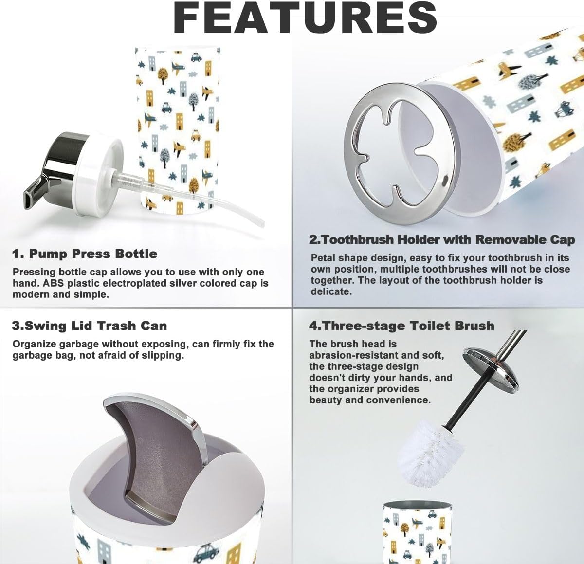 Scandinavian 6 Piece Bathroom Accessory Set