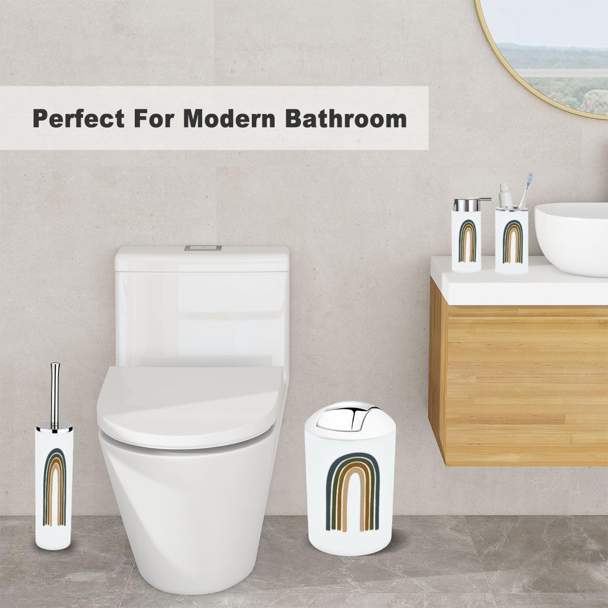 Rainbow Bathroom Accessory Set 6 Piece