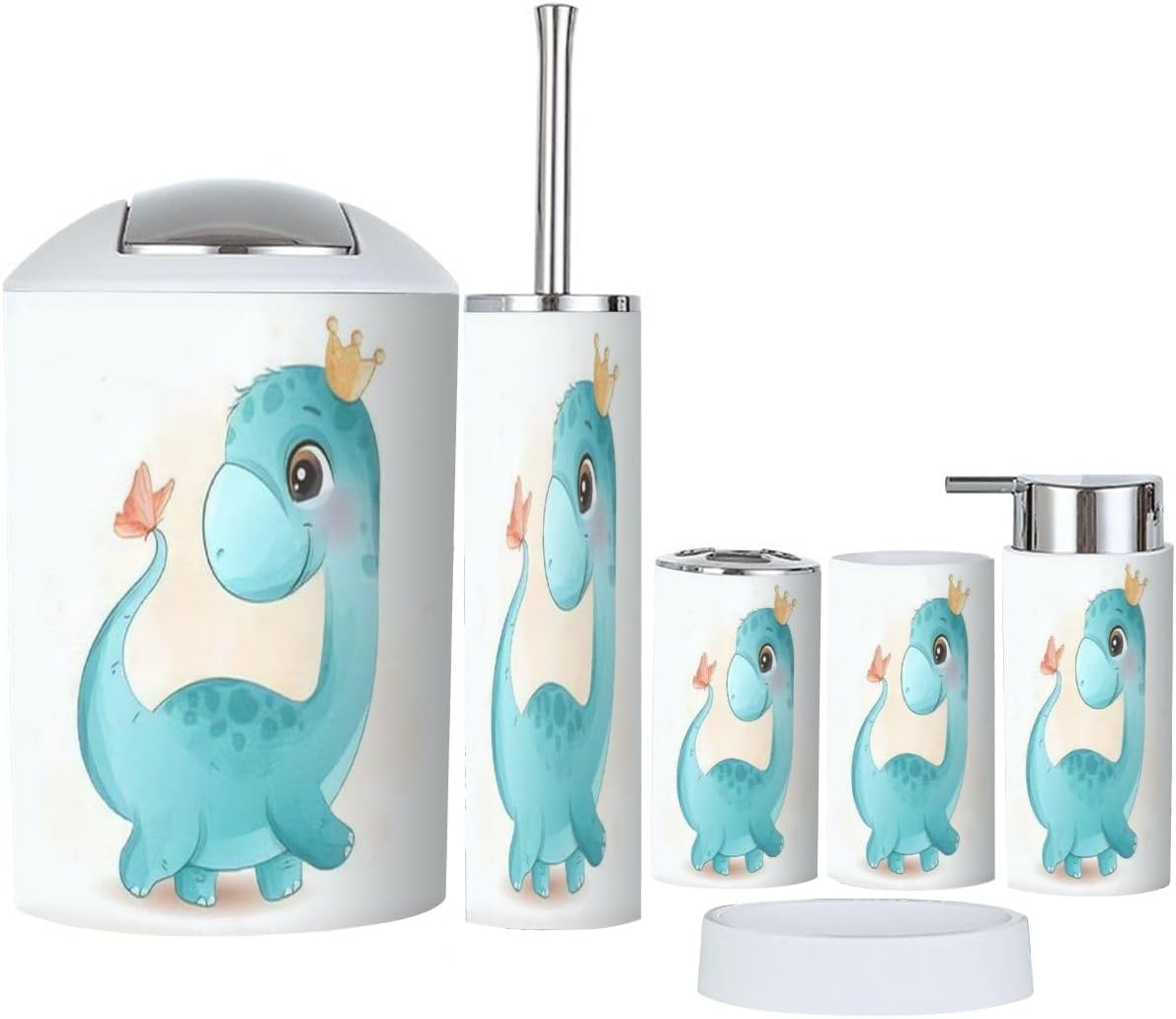 Dino and Butterfly Bathroom Accessory Set