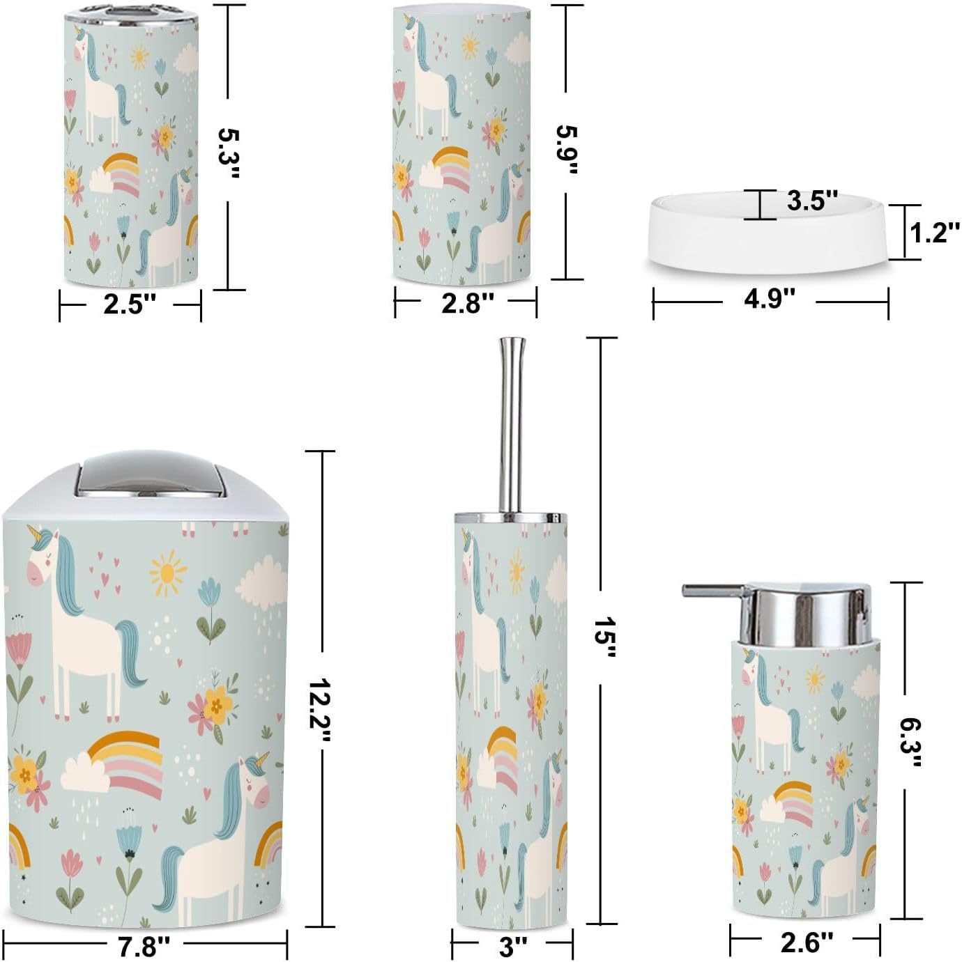 6-Piece Bathroom Accessories Set - Cute Flower Design for Modern Bathrooms