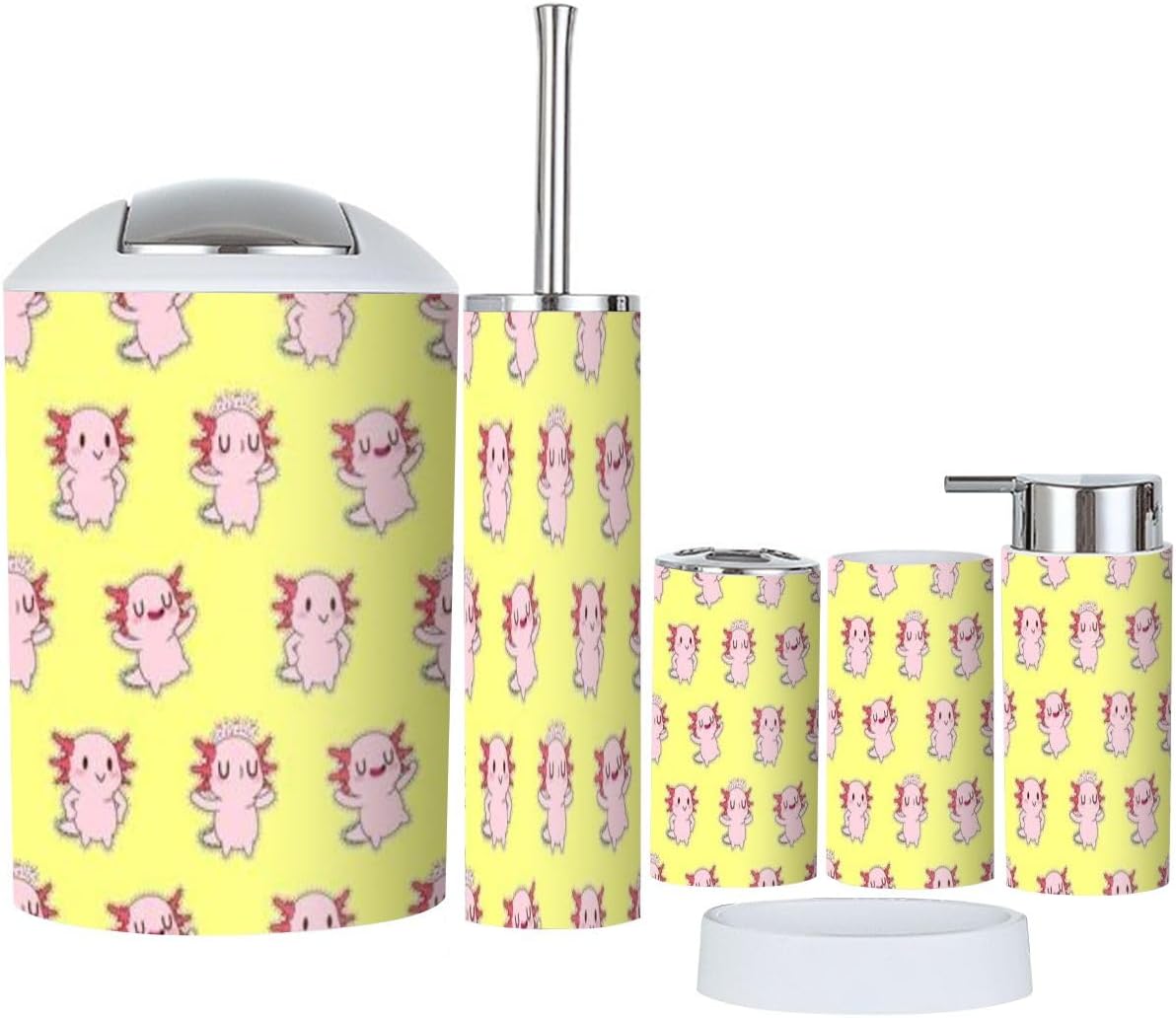 XNGJEMVWXO6-Piece Cute Bathroom Accessory Set with Modern Design