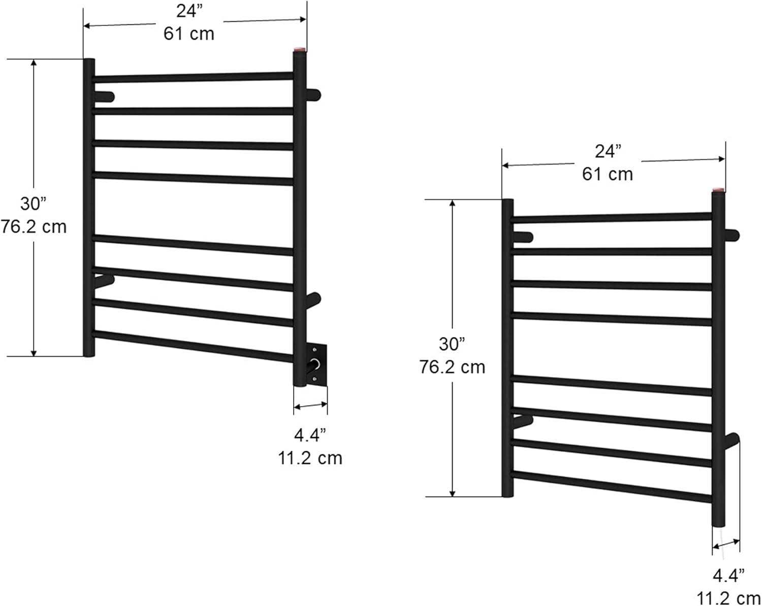 Anonga AN-5383 Matte Black Wall-Mounted Towel Warmer