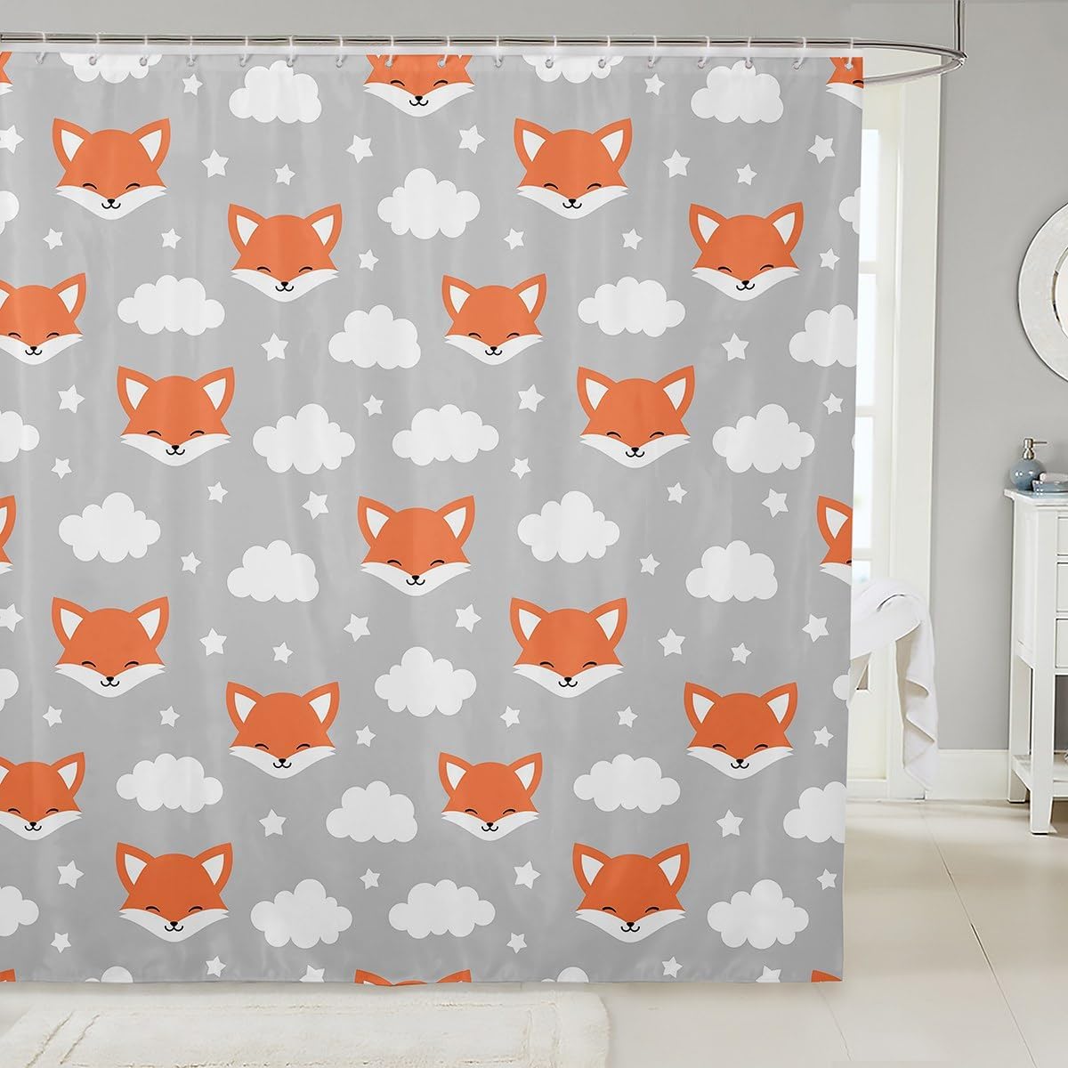 Cute Fox bathroom shower curtain set 72x72 inches 1 piece