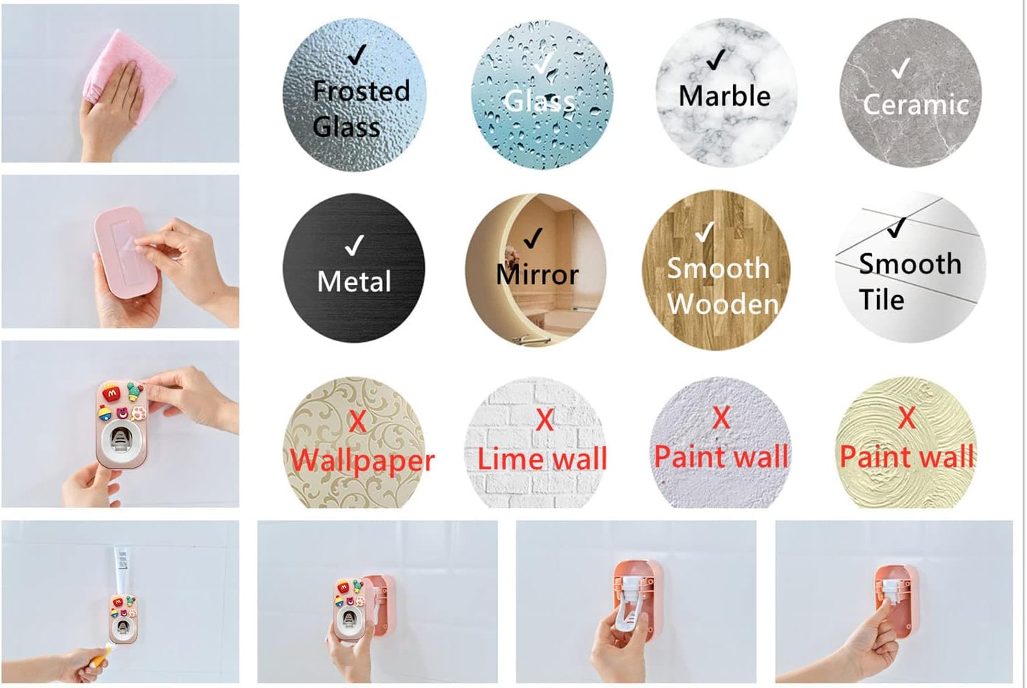 Mr Thumbs 3 Piece Wall Mounted Toothpaste Dispenser Set
