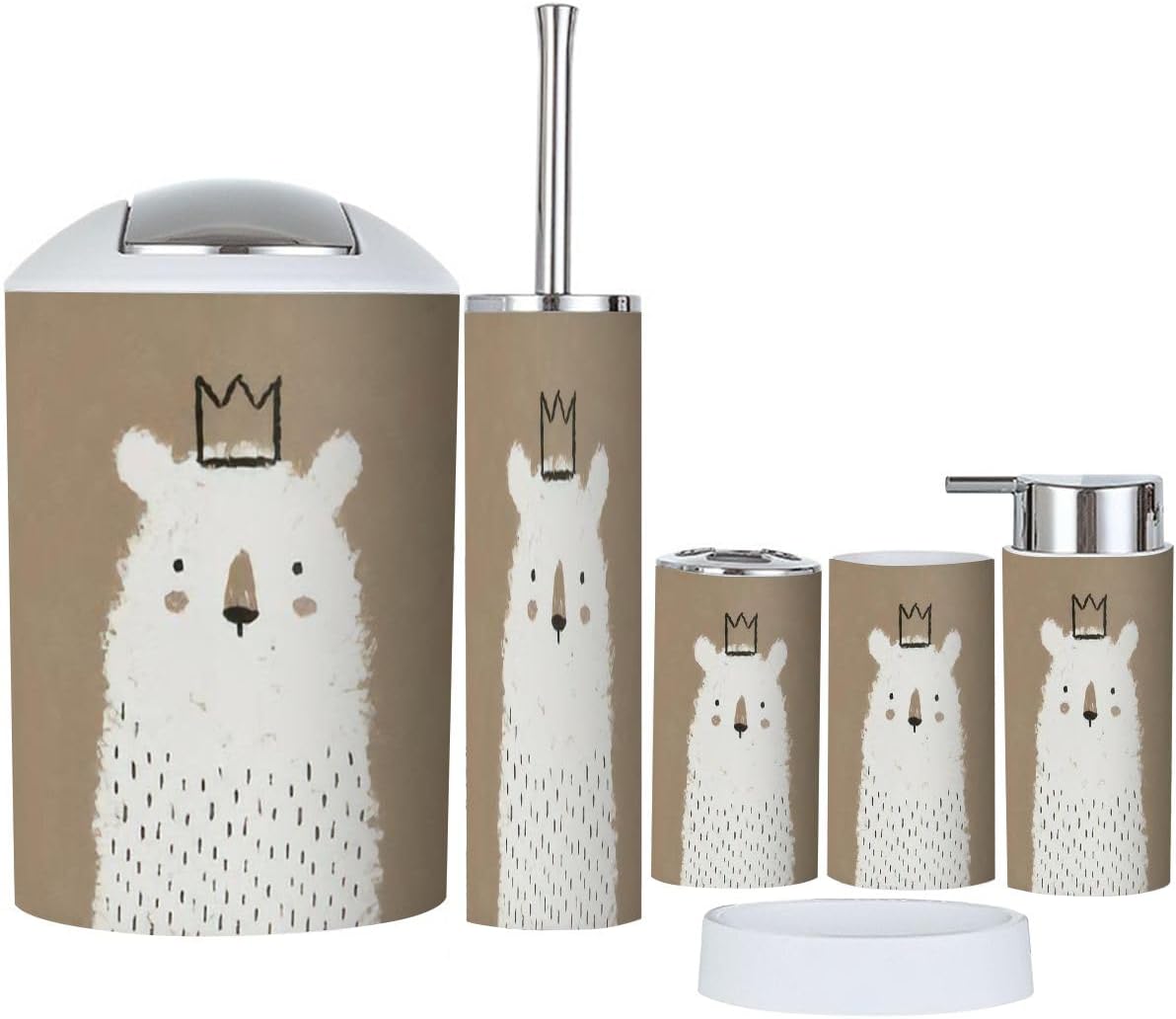 Modern Bathroom Accessories Set 6 Pcs - Durable and Stylish