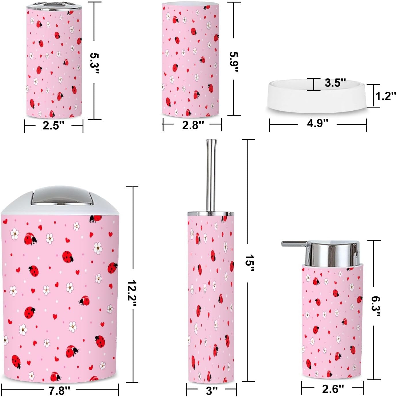 6-Piece Bathroom Set with Botanical Orrery Pattern