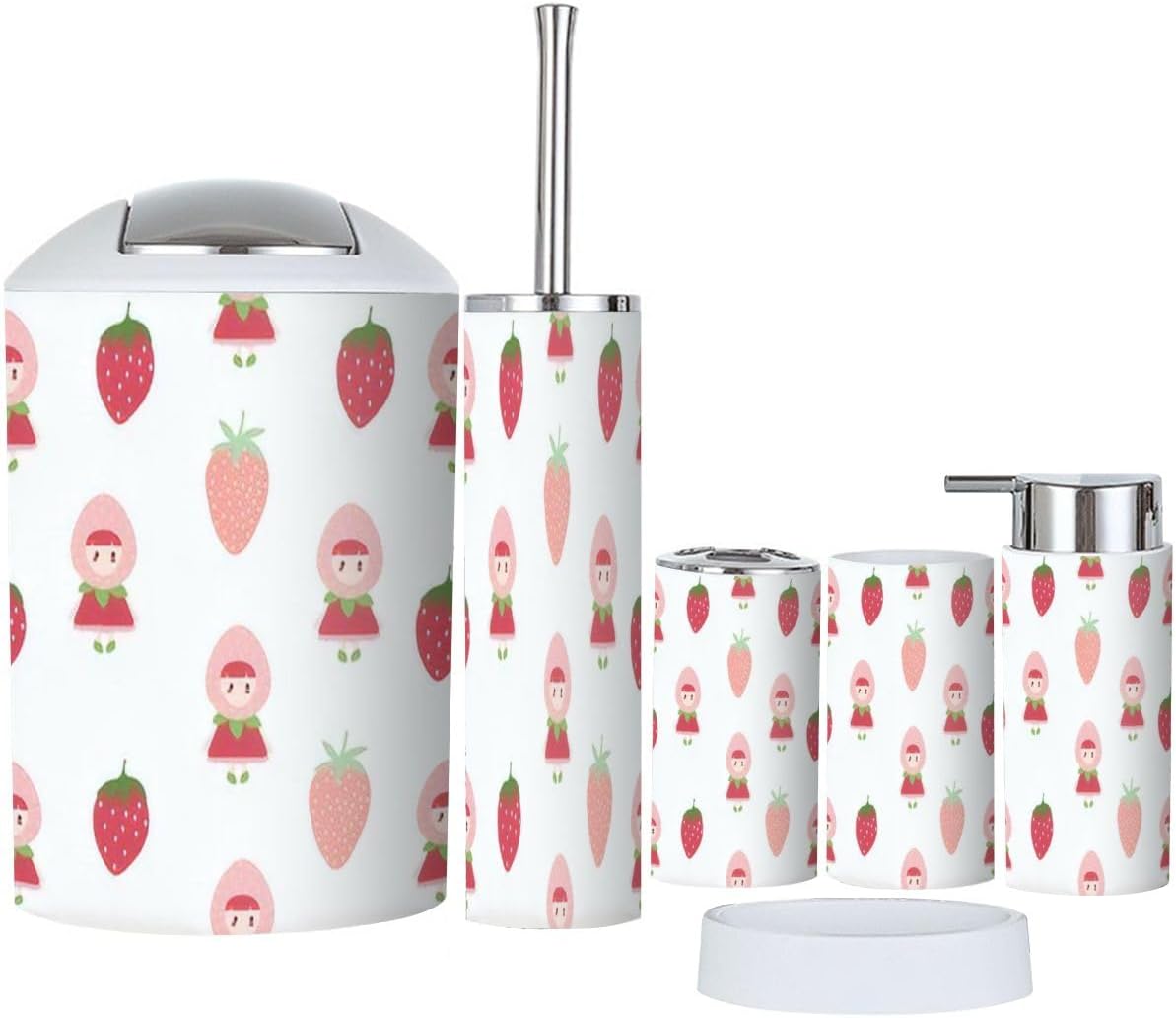 6-Piece Strawberry Girl Bathroom Set Stylish and Functional Design