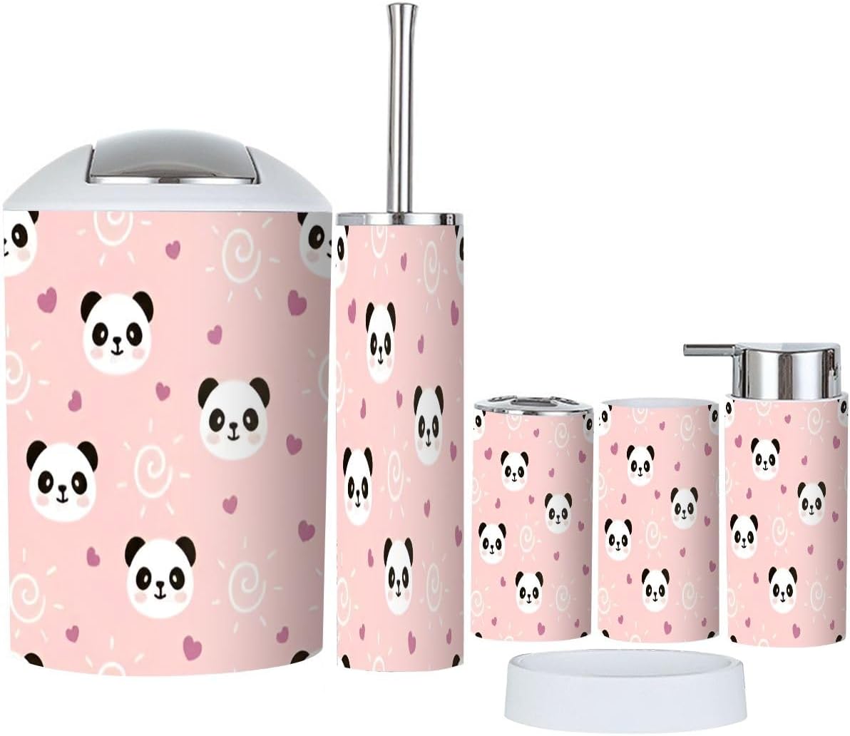 6-Piece Kawaii Panda Bear bathroom accessory set