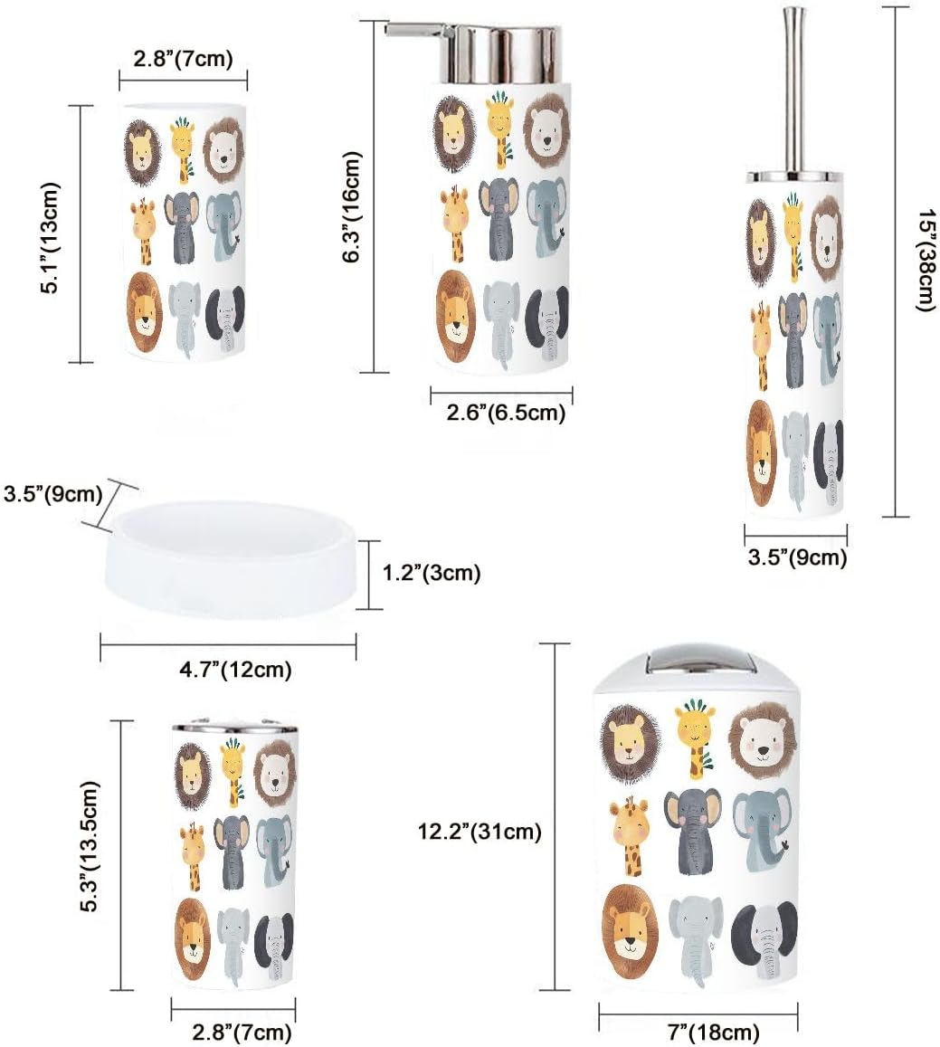Wild Animals Bathroom Accessory Set 6 Piece