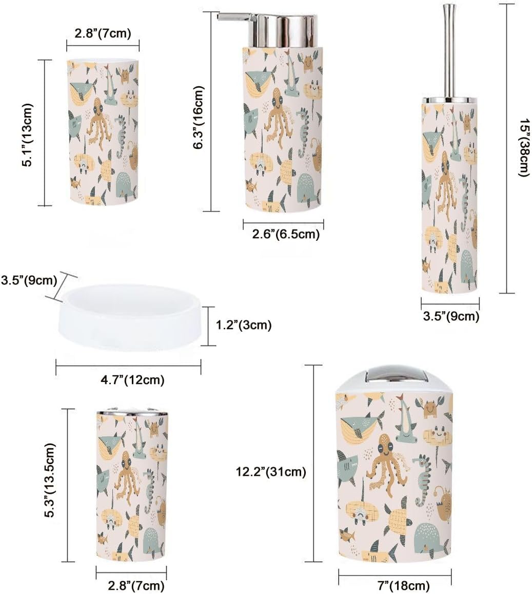 Bathroom Accessories 6-Piece Seashorse Set