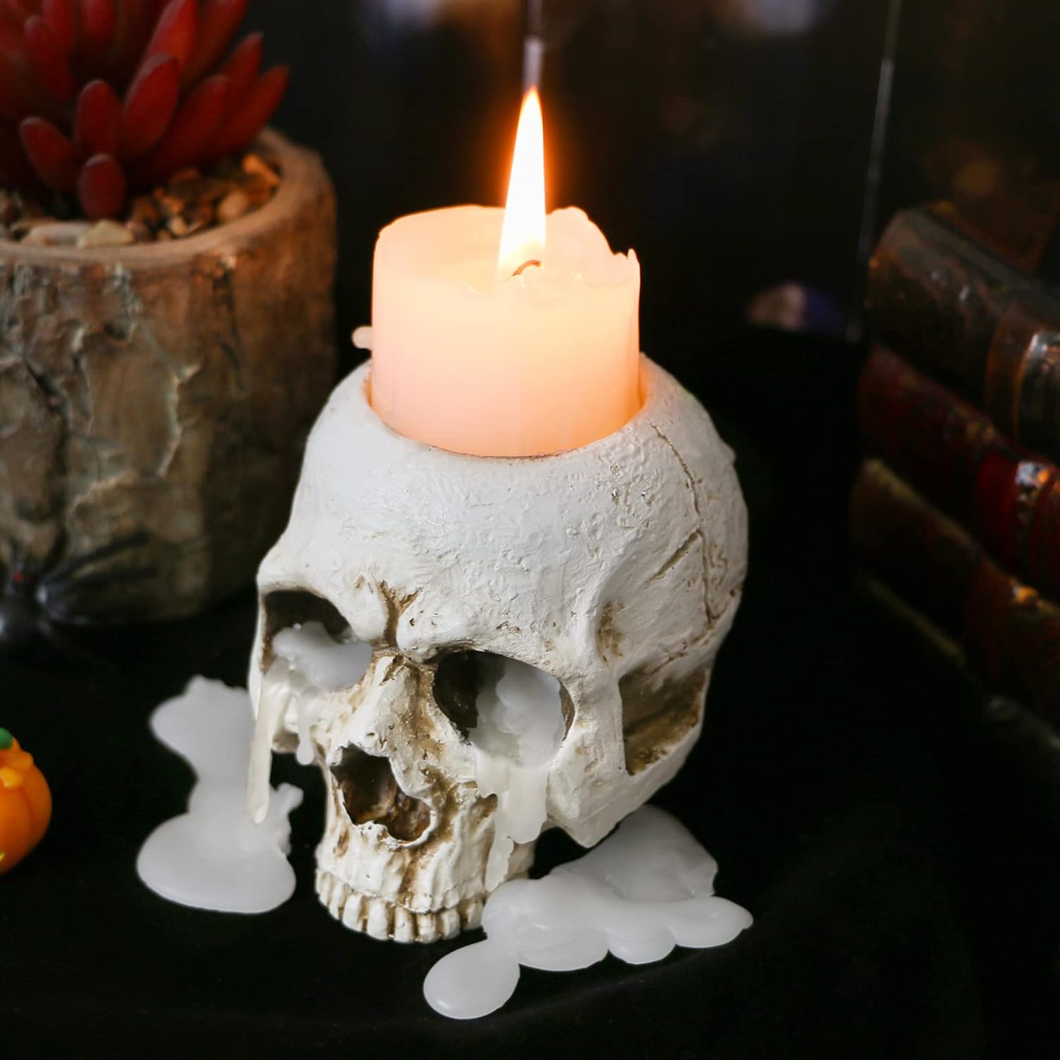 Gothic Skull Candleholder for Halloween