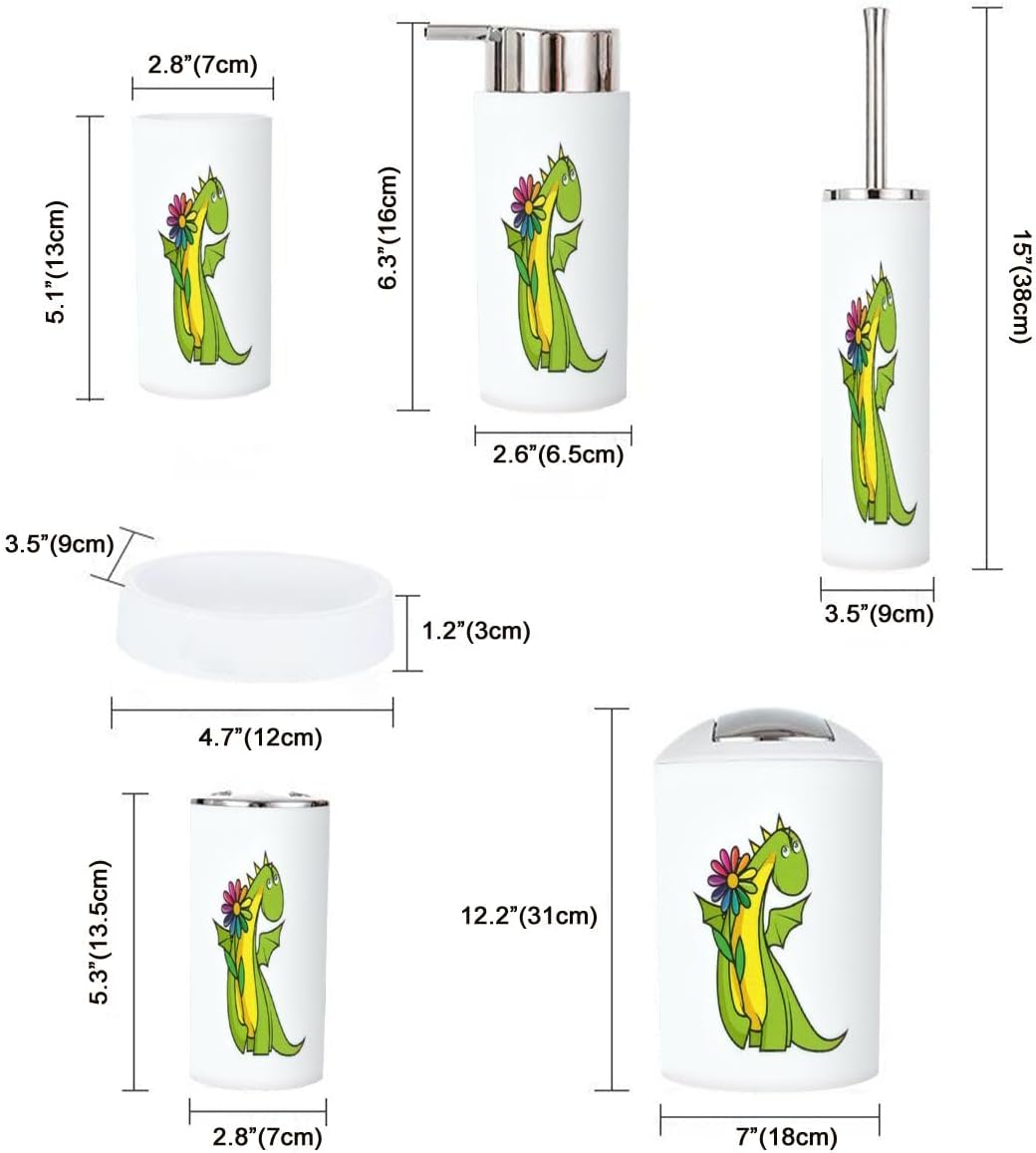 Stylish 6-Piece Bathroom Set Dragon Toothbrush Holder More Durable Functional Design