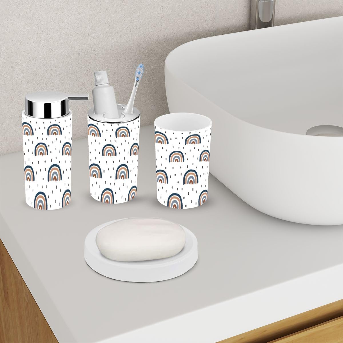 Cute Rainbow Bathroom Accessory Set 6 Piece