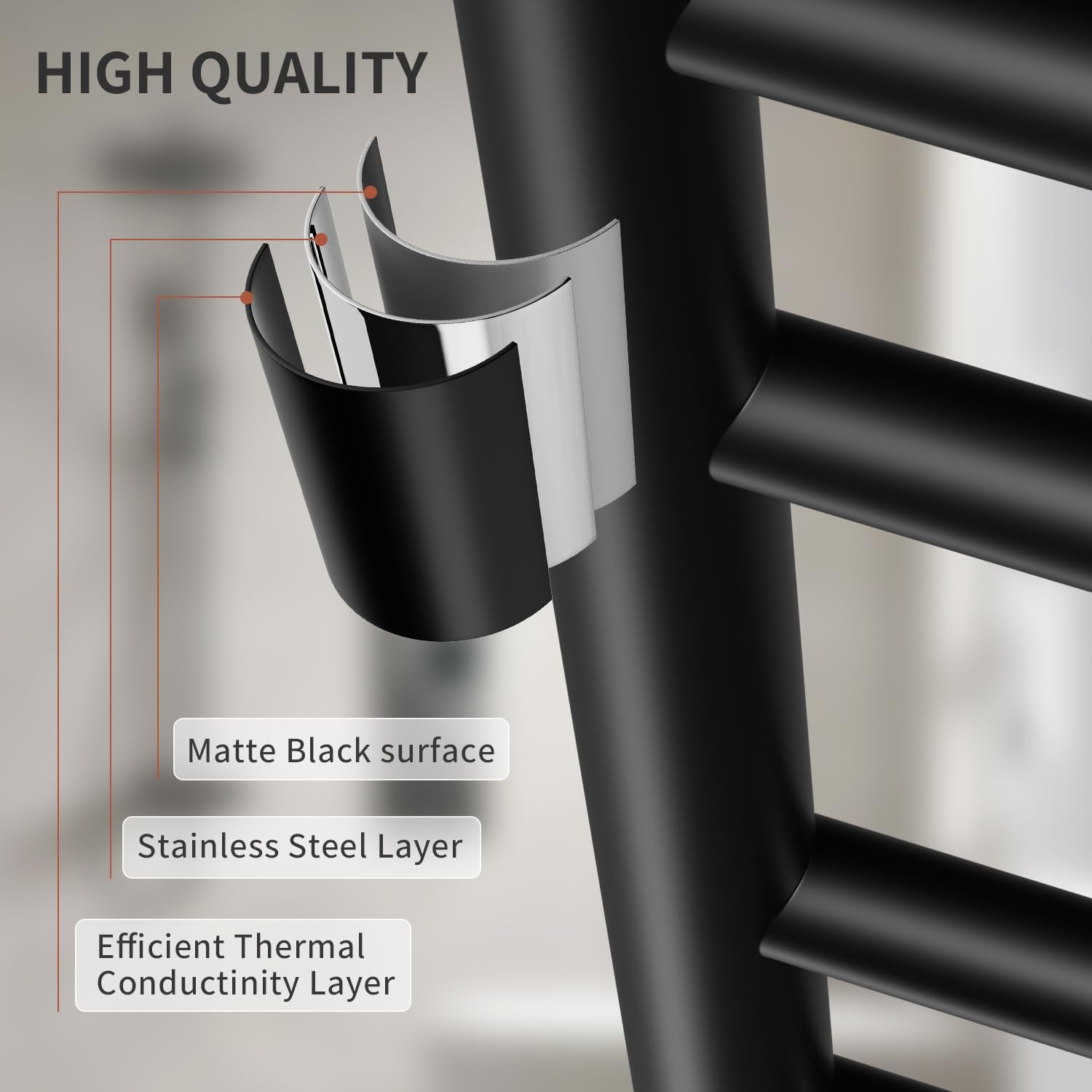Sturdy Towel Warmer Black stainless Steel