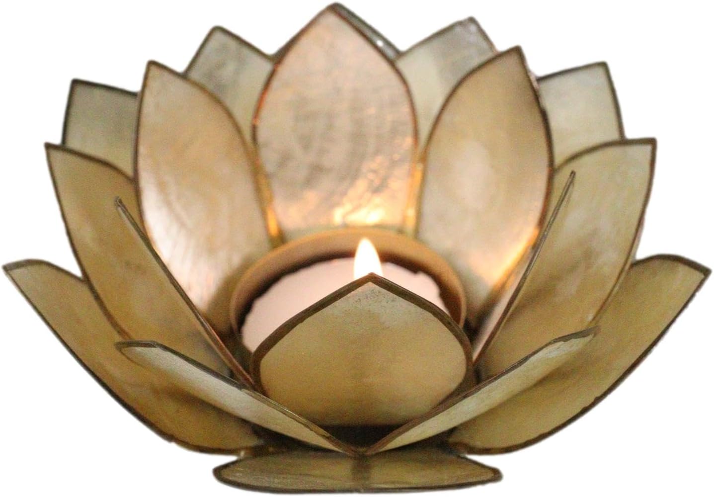 Ebros Hand Crafted Capiz Seashell Lotus Votive Candle Holder