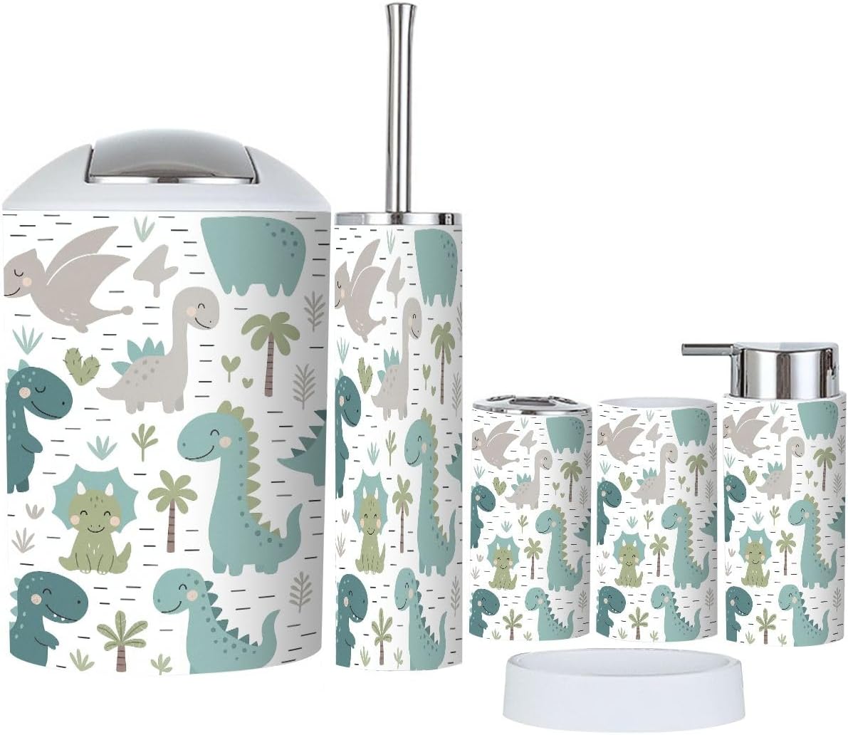6 Piece Dinosaur Bathroom Accessory Set