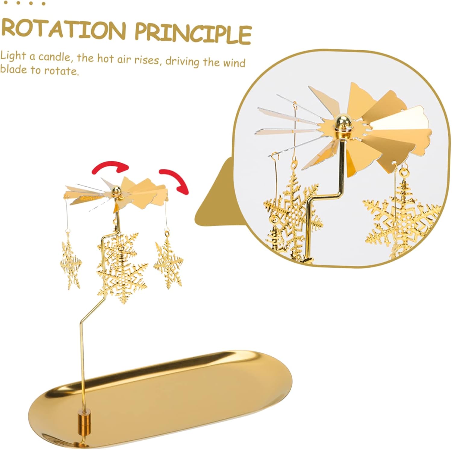 Exquisite Snowflake Candle Holder Rotating Gold Scented Tray