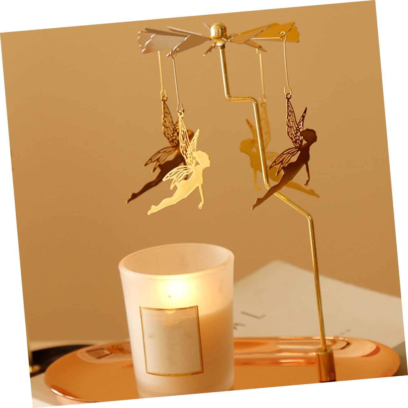 Stylish Golden Candle Bracket with Rotating Candle Support