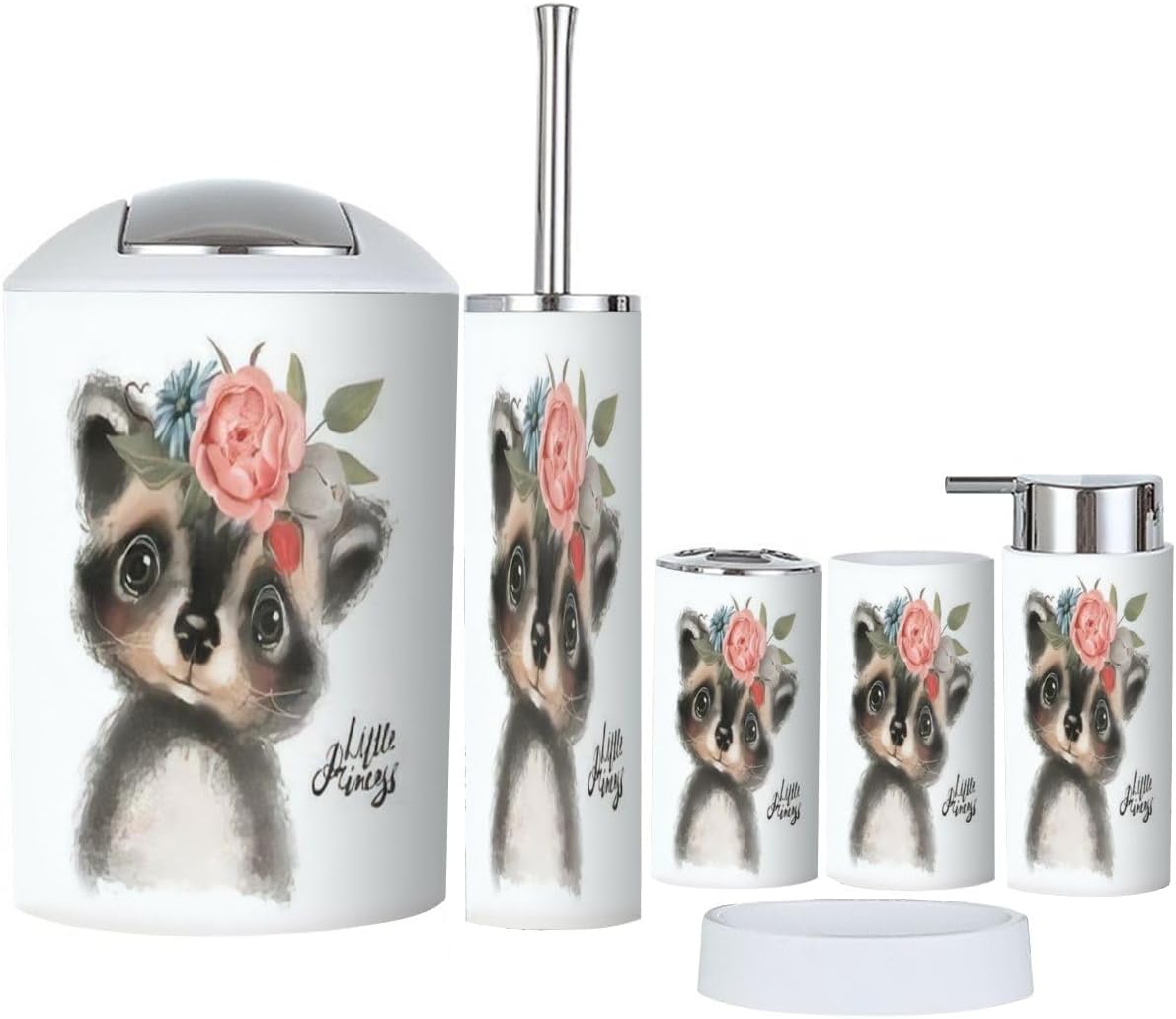 Cute Floral Bathroom Accessory Set 6 Piece