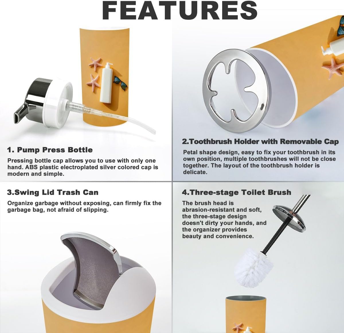 Bathroom OrganiSet 6 Essential Accessories for Tidying Styling Your Space