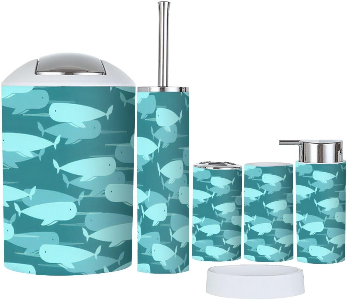 Sturdy Narwhal Borohh Skip 6 Piece Bathroom Set
