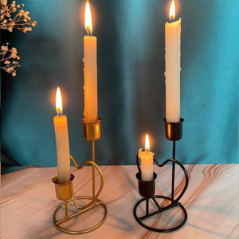 CTXDLK Elegant Gold Metal Heart Candlestick Holder Stand