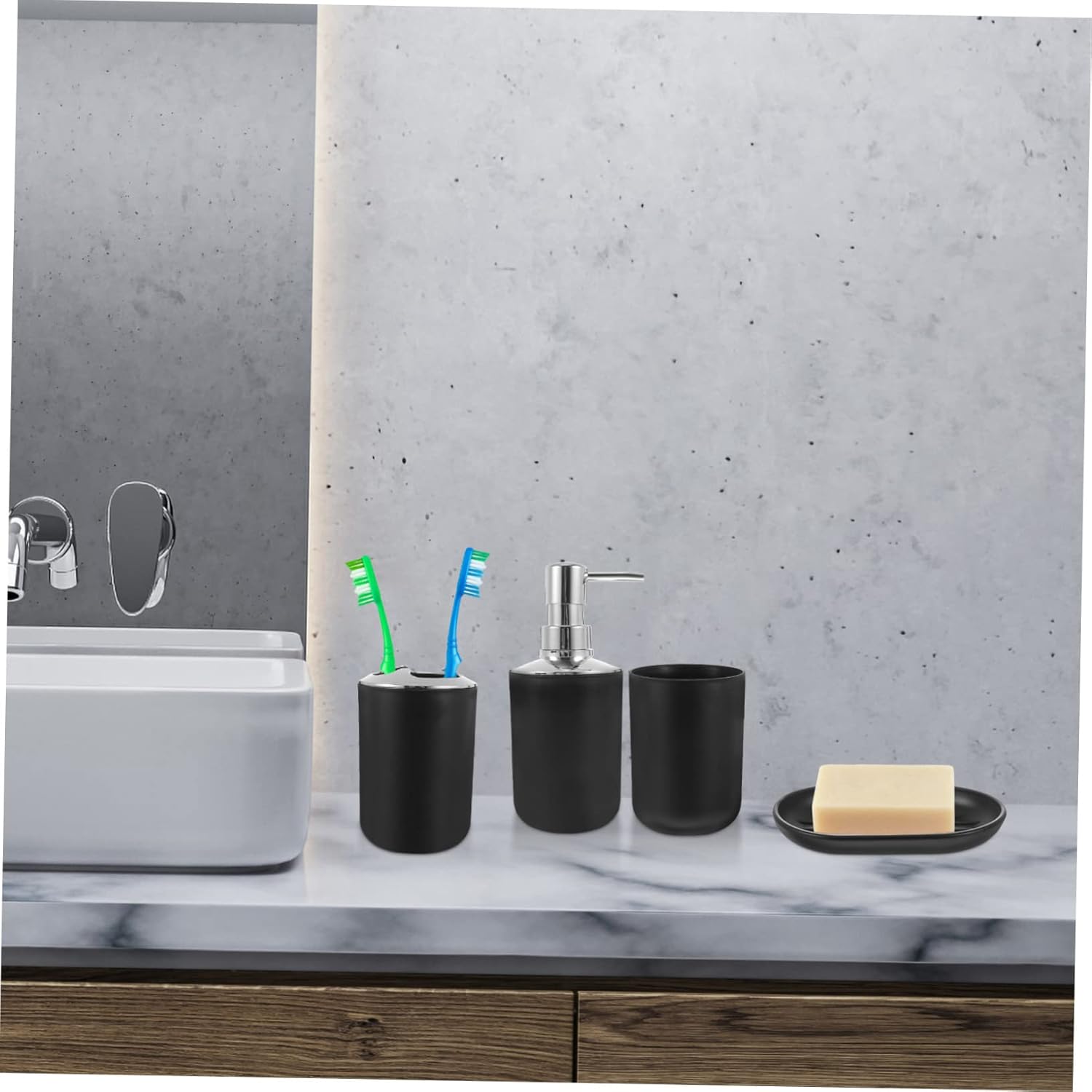 BUGUUYO Black Bathroom Accessory Set 4pc