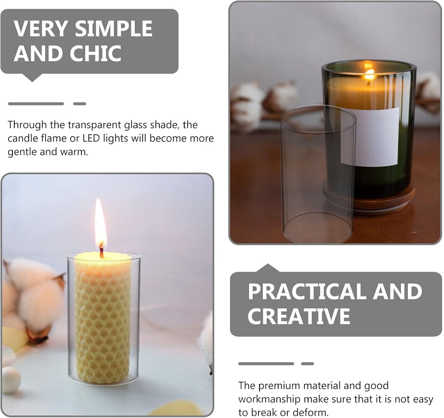 4pc Glass Candle Shade hurricane resistant