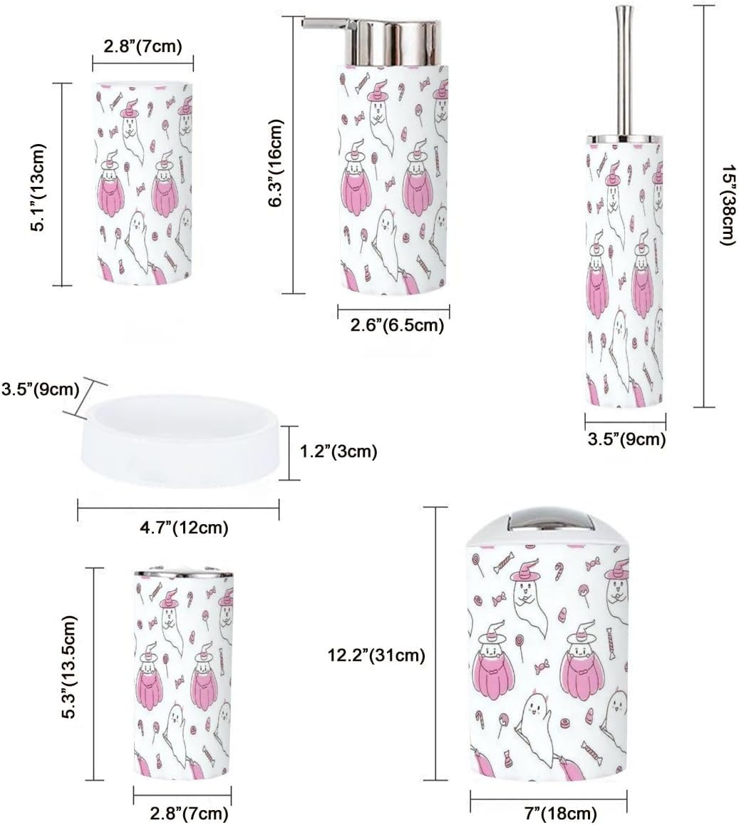 gon Haunted Halloween Pink Bathroom Accessory Set 6 Piece Spooky Design