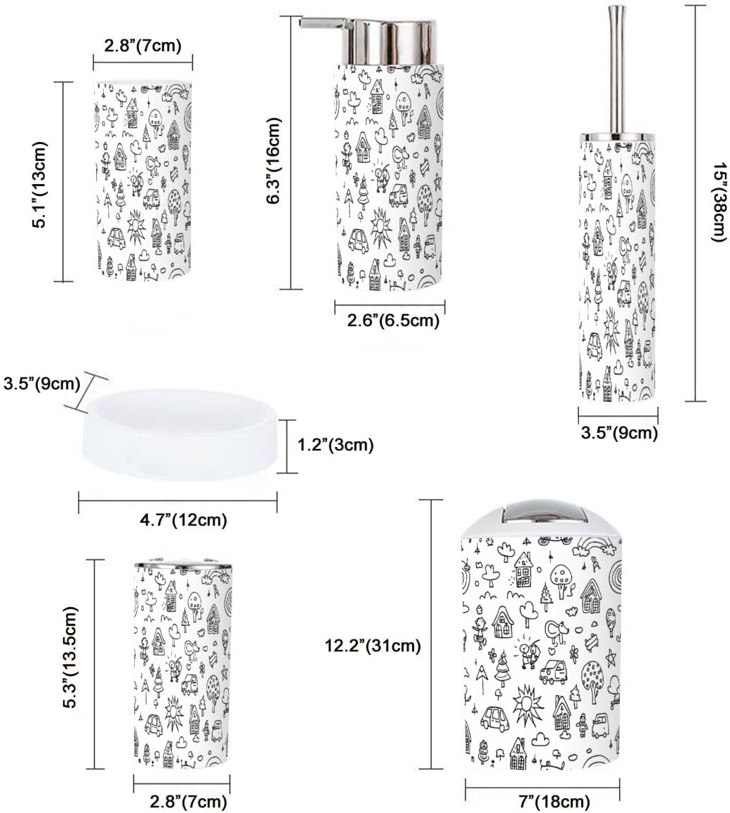 6-Piece Bathroom Accessories Set for Tidying Up and Organizing