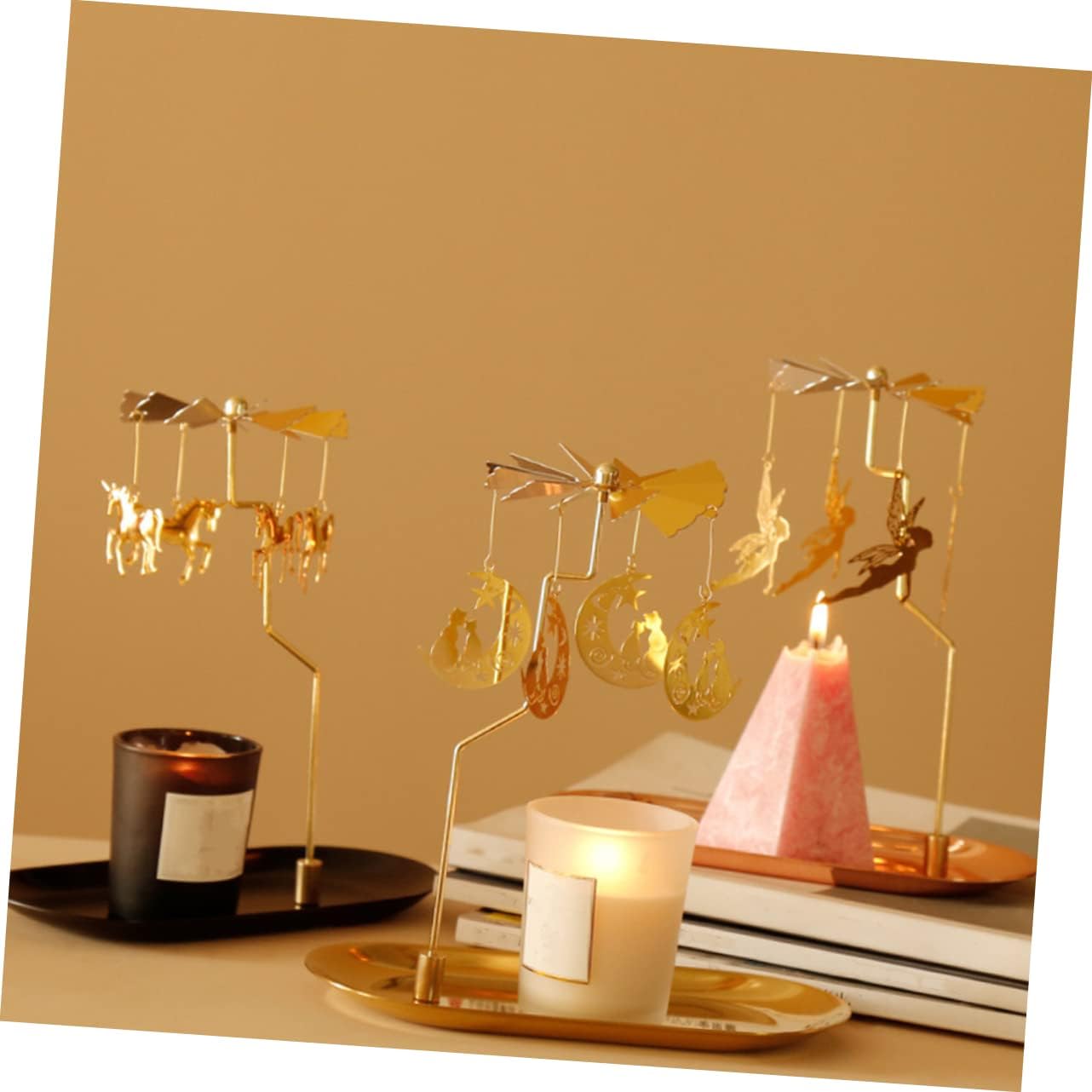 Stylish Golden Candle Bracket with Rotating Candle Support