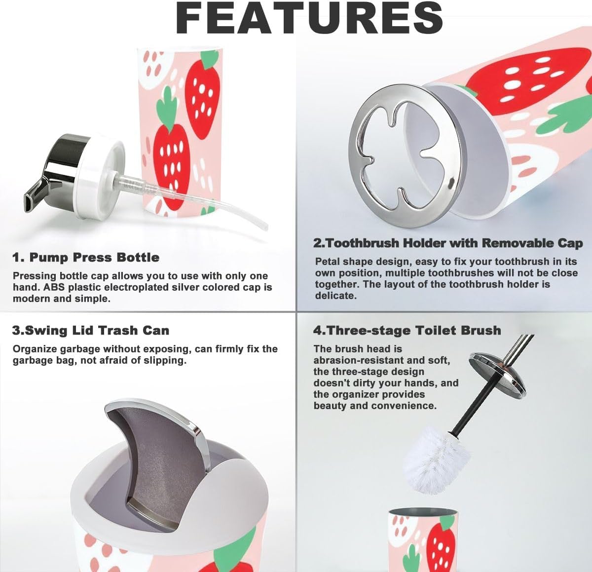 6-Piece Cute Bathroom Accessory Set