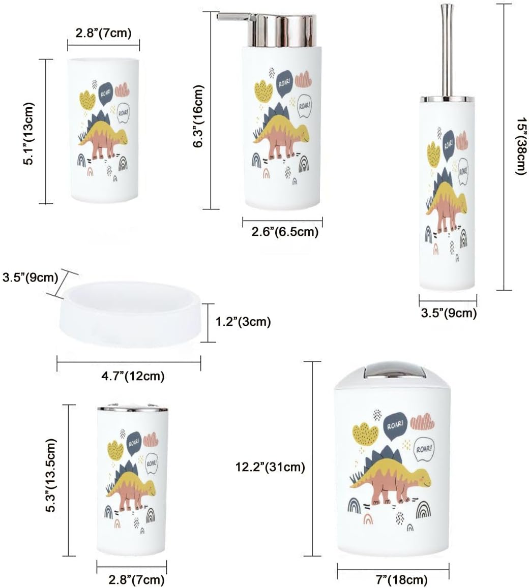 Dinosaur-themed 6-piece Bathroom Accessory Set