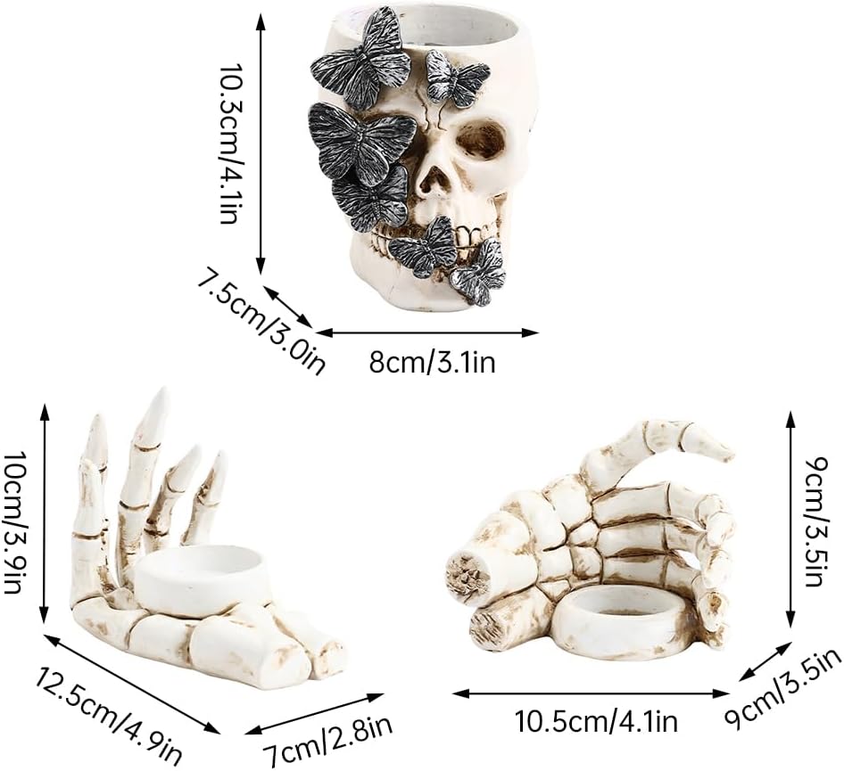 Festive Halloween Skeleton Tea Skull Pen Holders Katutude