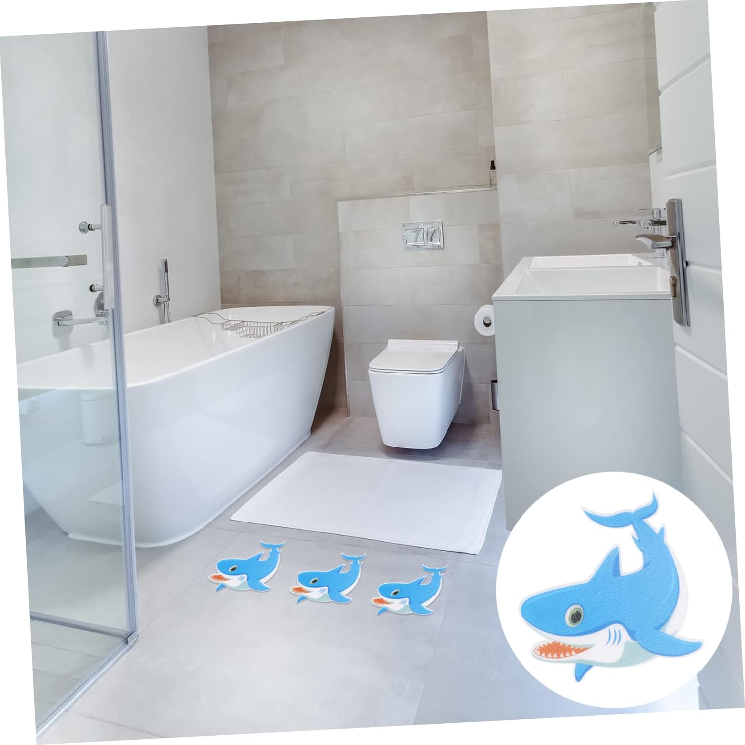 PrettyZoom Non-Slip Shark-shaped Bathroom Stickers - Bathtub Shower Safety