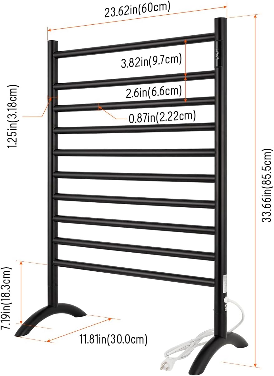 Sturdy Towel Warmer Black stainless Steel