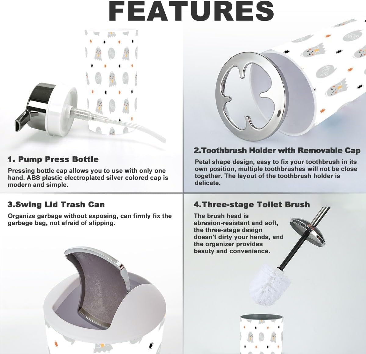 XNGJEMVWXO Halloween 6-Piece Set - Cute Fixes for Your Bathroom