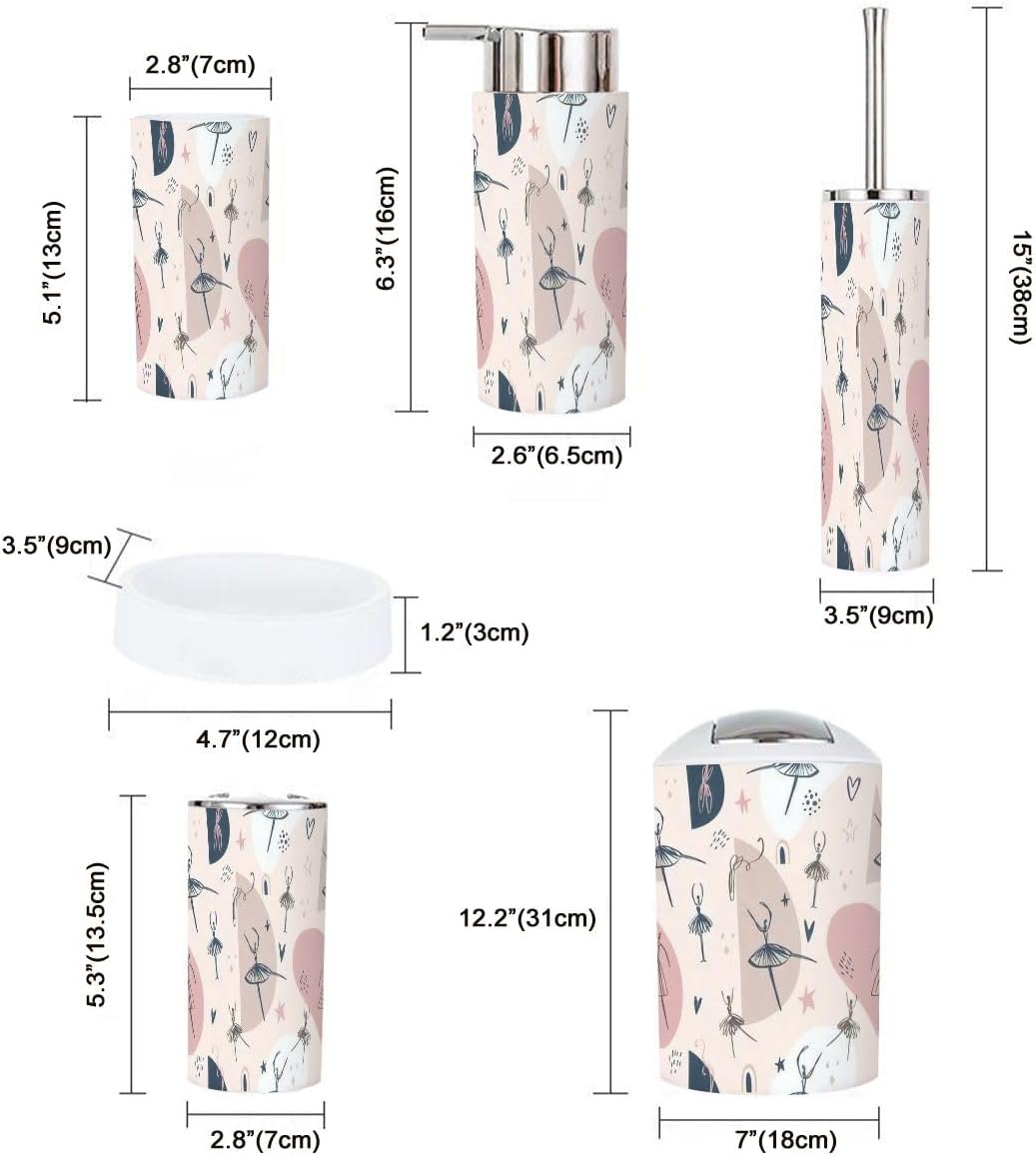 Bathroom Storage Set 6 Pcs Childish Ballerina Design for Organization