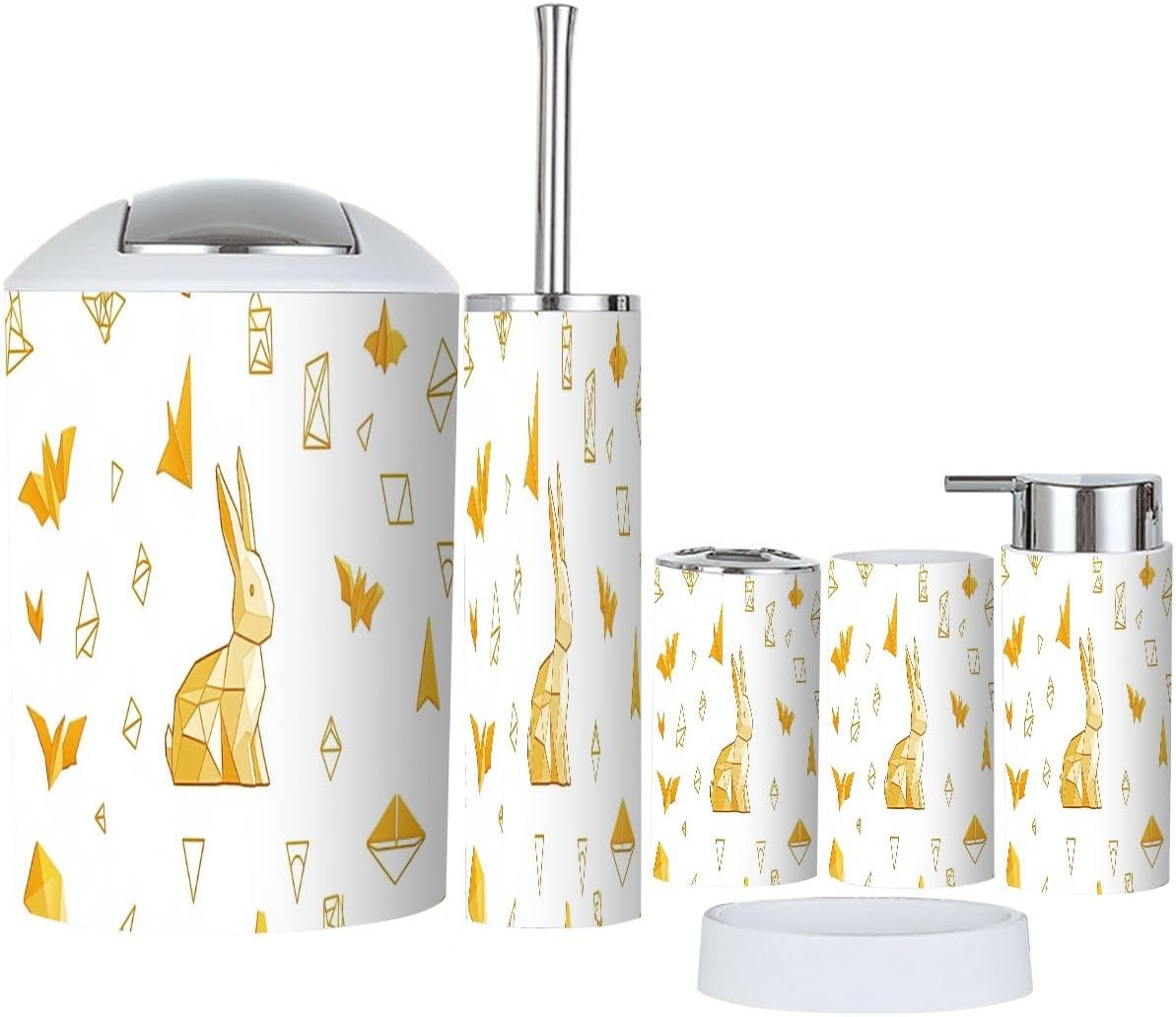 Stylish Boho Bathroom Accessory Set with 6 Essential Pieces