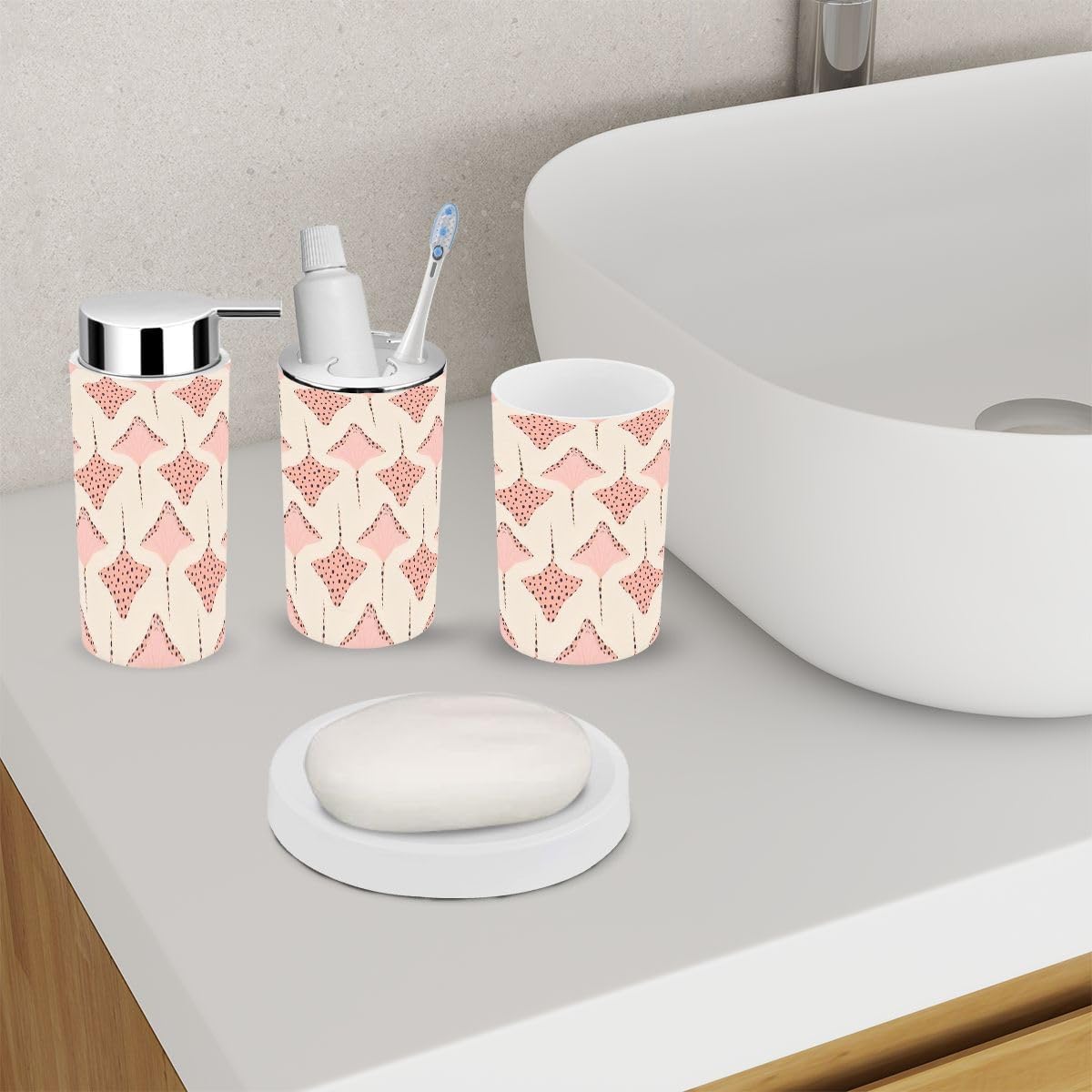 XNGJEMVWXO Bathroom Accessory Set Must Haves Funny Stingray Design 6 Piece Set