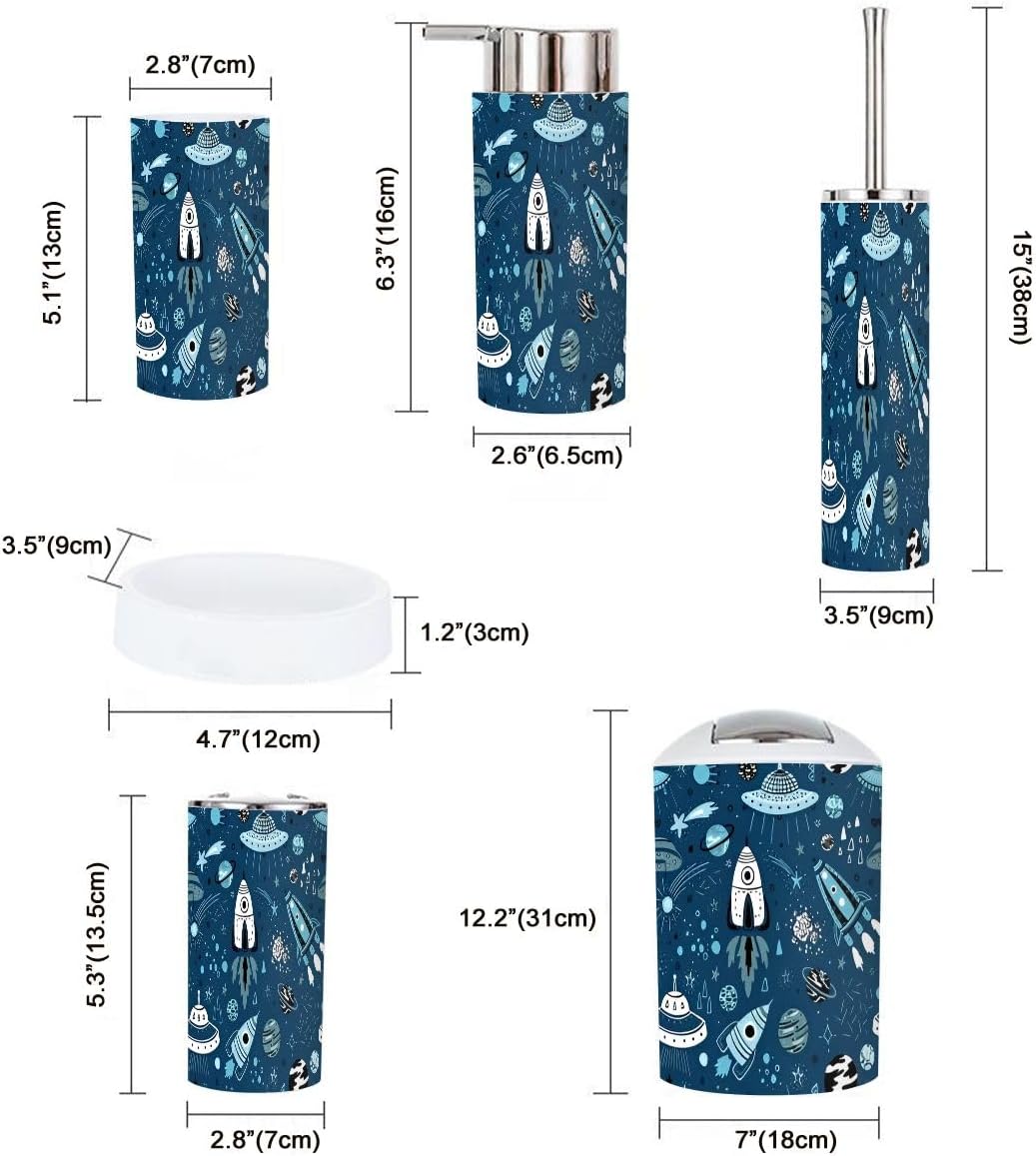 Bathroom Accessory Set for Kids Cartoon Space Planets Durable Eco-Friendly