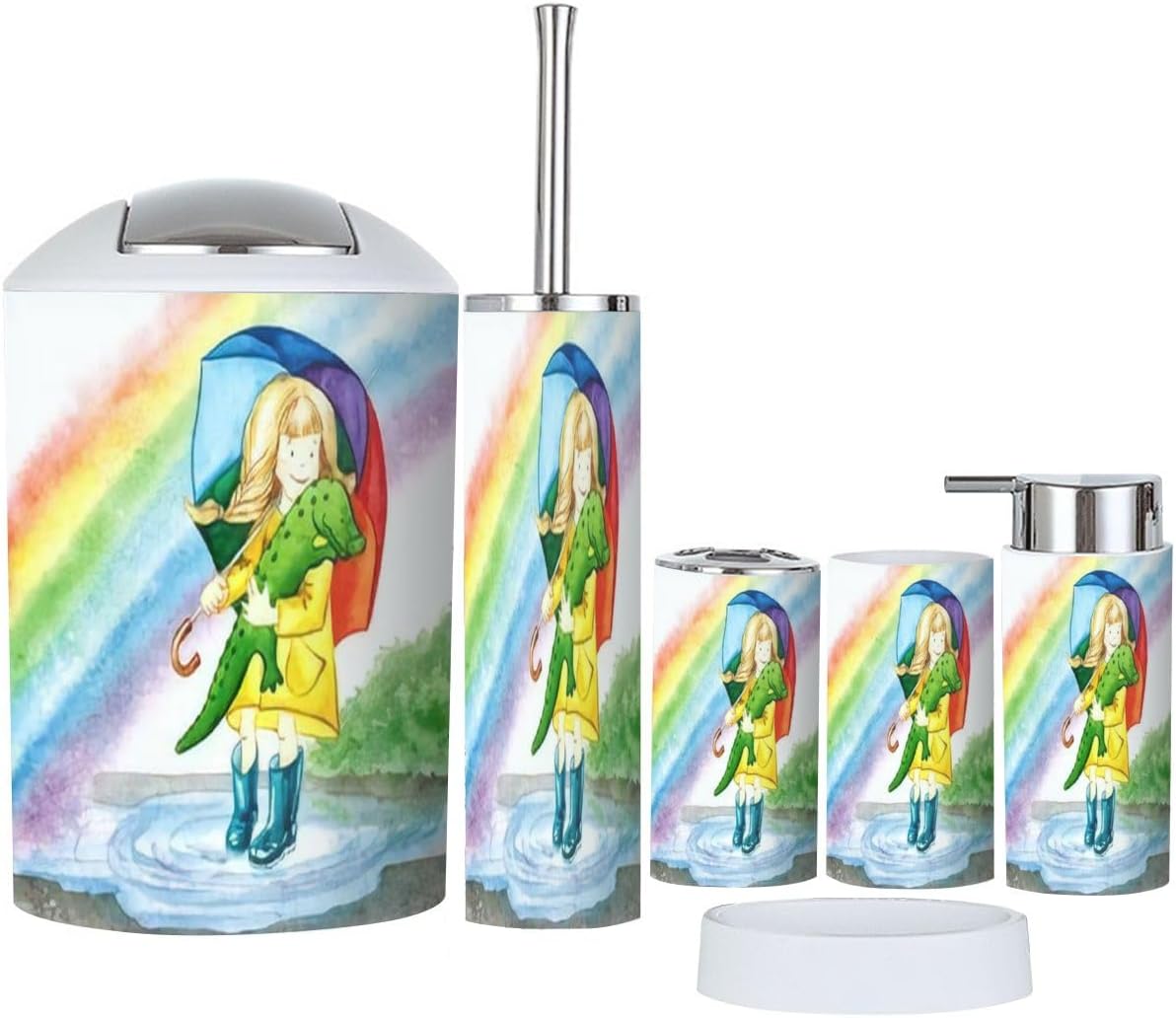 6 Piece Bathroom Accessory Set with Crocodile Design