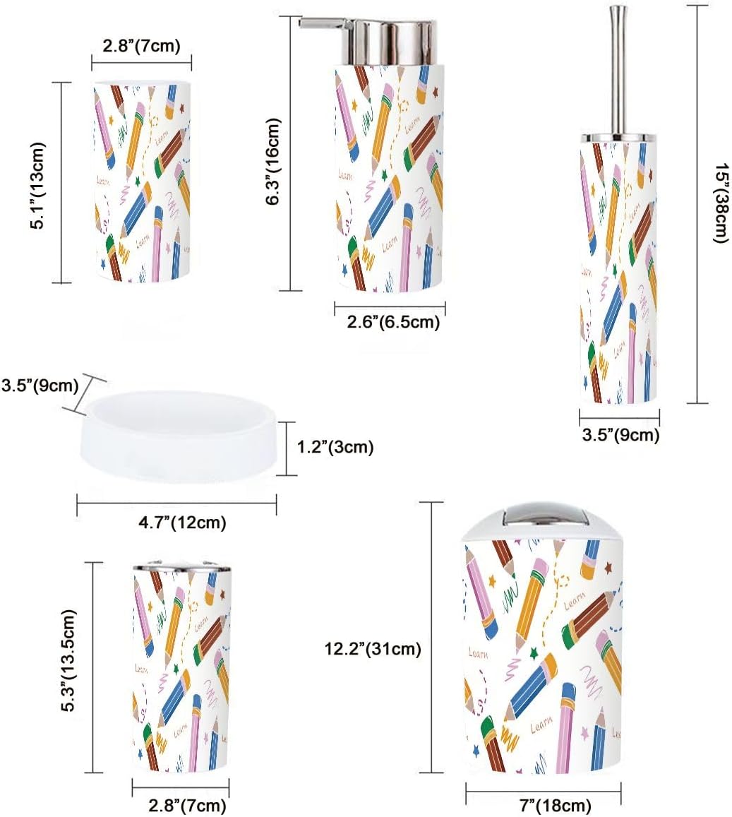 6-Piece Bathroom Set with Colorful Accessories