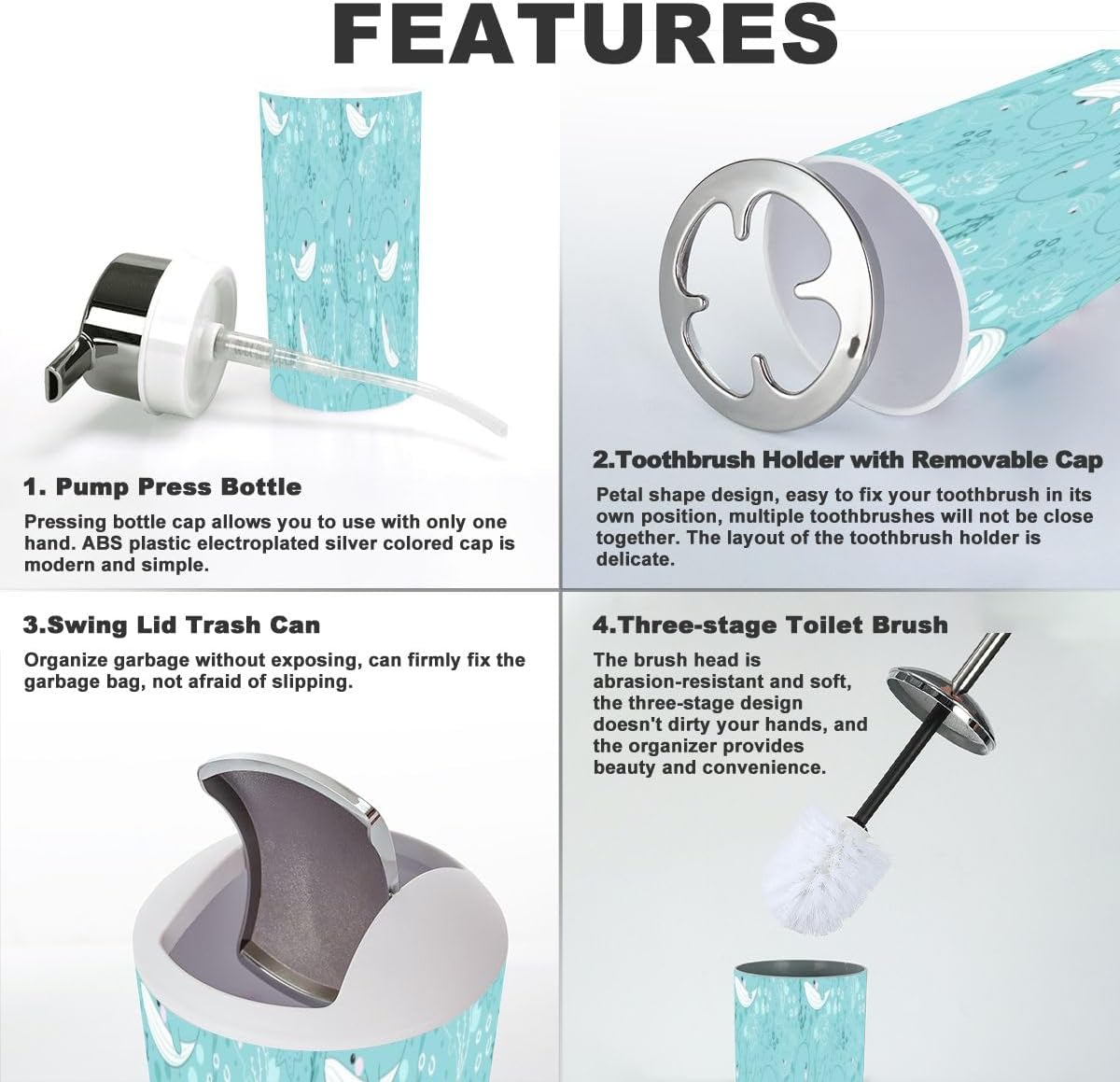 Ocean Life 6 Piece Bathroom Accessory Set for Kids